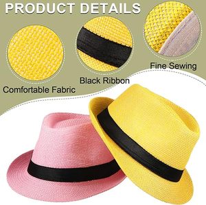 Chapeaux de fête cubains en vrac de paille <span class=keywords><strong>Chapeau</strong></span> Panama Casquettes à bord court Chapeaux habillés <span class=keywords><strong>pour</strong></span> hommes femmes - Product Image 3