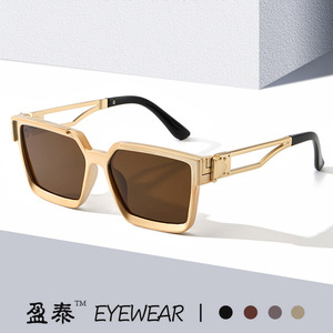<b>Sunglasses</b> <b>Square</b> Frame Gold Metal Plastic Unisex UV400 Protection Class 2 Sunshades For Men Women - Product Image 1