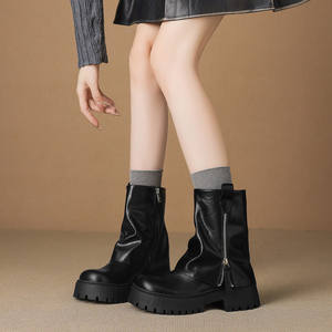 Zapato Artesanal de Una Sola Pieza con Hebilla Grande, Estilo Retro, Tacón Redondo, Cuero Genuino, Suela Suave, Impermeable y Antideslizante - Product Image 4