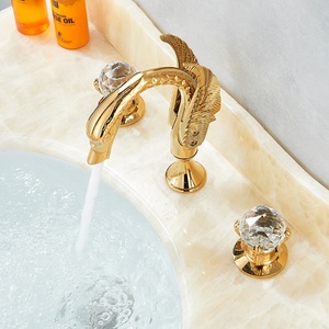 Sản phẩm bán buôn hình dạng thiên nga lưu vực tap tinh thể kép xử lý boong núi phòng tắm Mixer vòi phổ biến rộng rãi nóng lạnh nước Mixer van - Product Image 3