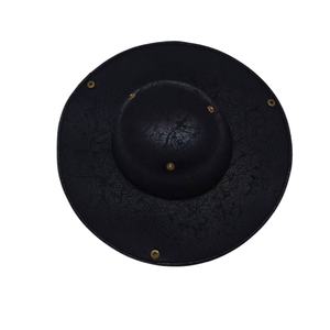 Sombrero Pirata Redondo de Cuero con Tachuelas, Ala Ancha, Negro, Plegable, Transpirable, Protección Solar, Accesorio de Disfraz - Product Image 1
