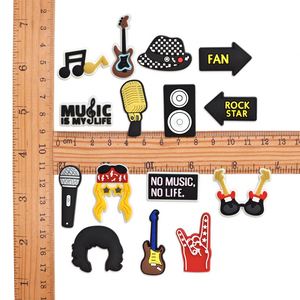 Decorazioni scarpe in gomma PVC su misura Online Rock Star fibbia per chitarra <span class=keywords><strong>Harry</strong></span> musicista Clog Shoe Charms per cantanti - Product Image 4