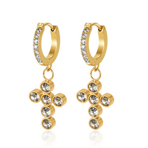 B085 Venta al por Mayor de Joyería de Acero Inoxidable Chapada en Oro de 18k, Pendientes Colgantes de Estrella y Corazón con Circonita y Perla, Estilo Vintage, para Mujer, Regalo - Product Image 3