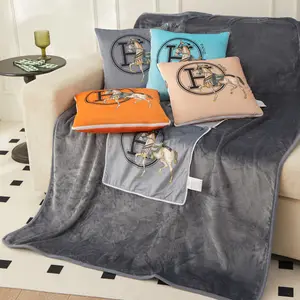 卸売フェイスクロス枕毛布ホームオフィス枕毛布40*40cm 2 in 1ソファ枕