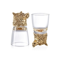 RORO décor à la maison cadeaux de mariage de luxe pour les invités argent loup animal verre ensemble bière vin conteneur tir minuscules décorations en verre