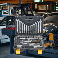 Kit d'outils mécaniques de réparation automobile double usage 61 pièces, jeu de douilles à cliquet en acier avec finition plaquée, pour utilisation sur rampe d'atelier