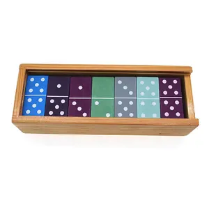Boîtes à dominos en bois 2023 Offre Spéciale, jouet classique, ensemble de dominos en bois personnalisé, vente en gros