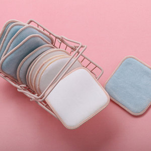 Tampons démaquillants carrés en bambou réutilisables en coton biologique <span class=keywords><strong>lavable</strong></span> pour le nettoyage du visage - Product Image 2