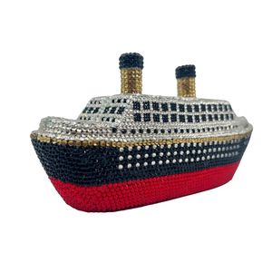 กระเป๋าคลัทช์ทรงเรือประดับเพชรเมทัลลิกสุดพิเศษสำหรับงานแต่งงาน งานพรอม กระเป๋าถือประดับลูกปัดคริสตัล - Product Image 3