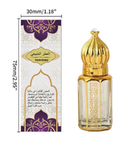 Flacon de Voyage Octogonal Doré Transparent pour Huile Essentielle de Parfum Arabe à l'Ancienne, 3ml, avec Pompe Vaporisatrice et Sérigraphie