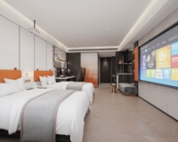 Conception de décoration minimaliste pour appartement d'hôtel, dessin CAO de construction 2D, visualisation par rendu 3D
