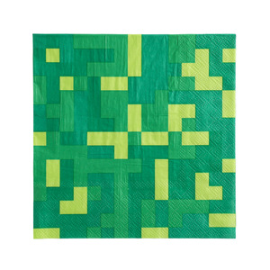 Custom Printed Napkins Square Disposable Party <b>Tissues</b> Birthday Tableware 330mm Green Pixel Design 20 Sheets Per Pack - Product Image 5