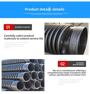 Tuberías Corrugadas Tipo B Reforzadas con HDPE al por Mayor, Rigidez de Anillo SN8/SN12.5, Estándar ISO, <span class=keywords><strong>para</strong></span> Drenaje de Aguas Residuales Subterráneas - Product Image 2