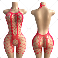 ELITES Exotic Dancewear Body en résille avec bas résille, Lingerie de jeu sexy pour femmes, style boîte de nuit