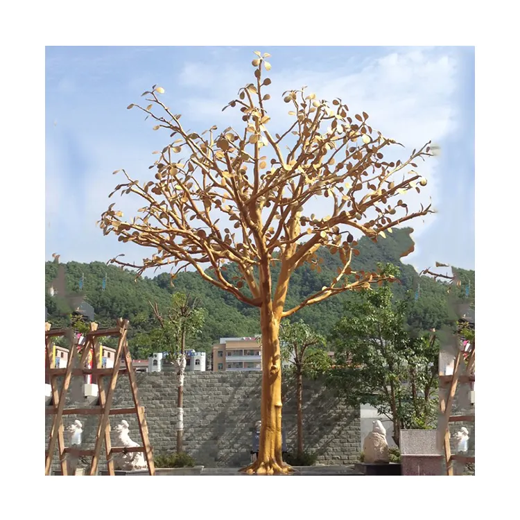 تصميم مخصص لتزيين الحدائق بالحجم الطبيعي فن معدني الذهب النحاس شجرة النحت الأسعار
