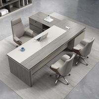 Scrivania Direzionale a L in Legno, Moderna ed Elegante, Ergonomica con Spazio di Archiviazione, Arredo Ufficio Ecologico per Uso Commerciale