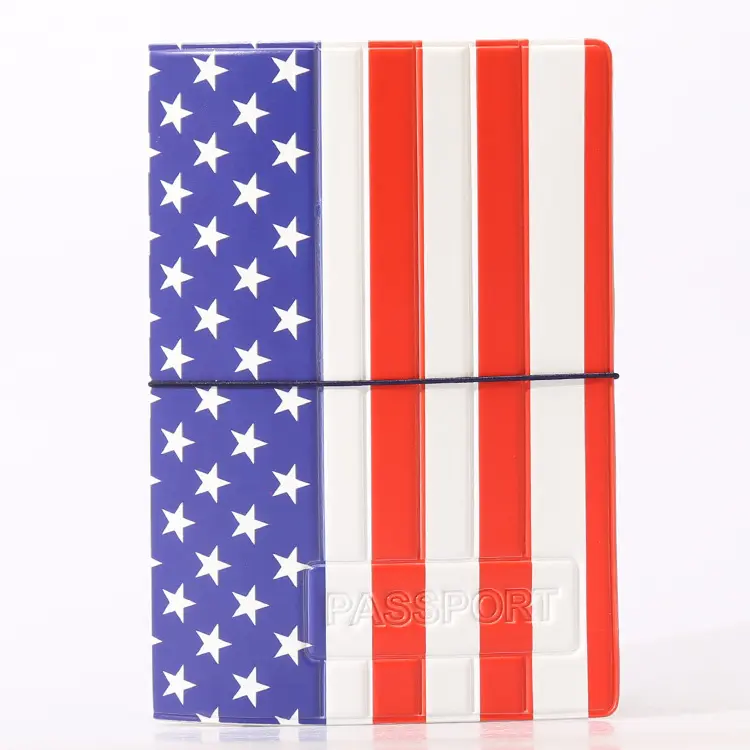 Amerikan bayrağı çizgili PVC 3D yıldız pasaport çantası belge kapağı çok fonksiyonlu pasaport kapağı cüzdan