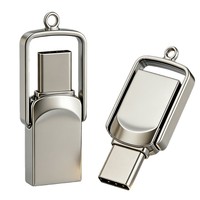 Nouvelle clé USB pivotante Type-C 2-en-1 haute vitesse 128 Go/64 Go/32 Go - Mini clé USB portable en métal personnalisable pour ordinateurs portables et voitures