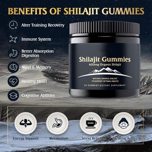Gummies de Shilajit 600 mg, Complément Alimentaire Minéral Naturel Biologique, Sans OGM, Sans Gluten, Saveur Fruitée, Boost d'Énergie, 60 Comprimés - Product Image 4