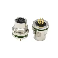 Conector M12 con Código A de 8 Pines, IP67, Macho, Montaje Frontal en Panel, Conectores de Cable M12