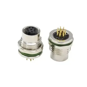 ขั้วต่อสายเคเบิล M12 แบบ A Code Connector 8 ขา IP67 ชนิดตัวผู้ แบบยึดด้านหน้า ติดตั้งบนแผง - Product Image 5