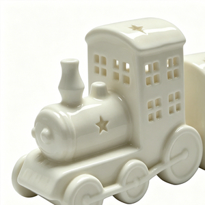 Adorno Navideño de Cerámica Personalizado en Forma de <span class=keywords><strong>Tren</strong></span> Blanco, Juego de Trenes de Cerámica Artesanales para Decoración de Fiestas, Escritorios y Dormitorios - Product Image 4