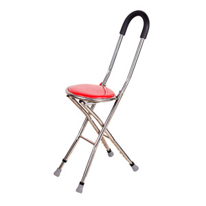 Canne multifonctionnelle Joy Point avec siège rouge, aide à la marche portable pour personnes âgées - Product Image 1