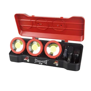 Juego de luces led de trabajo recargables a mano, 9w