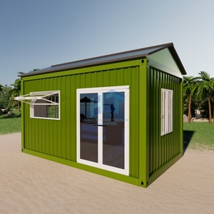 Hiện đại <span class=keywords><strong>Modular</strong></span> màu xanh lá cây container căn hộ đúc sẵn Beachfront Thiết kế thủy tinh nhập không gian tương phản cho phòng khách nhà bếp - Product Image 2