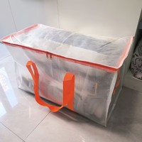 Bolsa de mudanza de almacenamiento de ropa y edredón translúcido extra grande, bolsa tejida de polipropileno PP