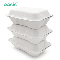 Barquette alimentaire profonde en bagasse de papier biodégradable Oasis Custom sans PFAS de 9 pouces, compostable, bio, jetable, compatible micro-ondes, boîte à lunch