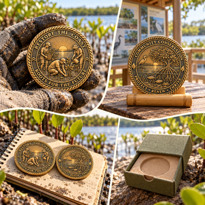 Pièces de monnaie personnalisées pour la conservation des mangroves, récompenses pour la restauration côtière, vente en gros OEM ODM - Product Image 2
