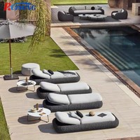 Chaise longue en aluminium moderne et durable, mobilier d'extérieur haut de gamme pour villa, resort, piscine, jardin, patio, résistant aux UV