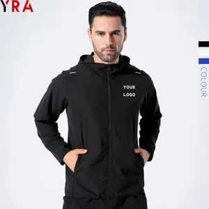 Chaqueta cortavientos con logotipo reflectante personalizado para hombre, chaquetas de entrenamiento para correr al aire libre, venta al por mayor a granel 2023