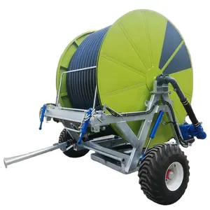 Large Automatic Farm Agricultural Water Turbine Hard Hose Reel Irrigation Machine With Rain Gun for Sale
