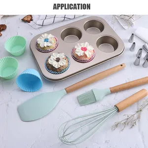 20 Piece wooden silicone utensil cupcake mold icing bag nozzles cake decorating supplies set unique baking tool