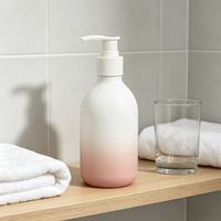 Flacon pompe rose et blanc dégradé, distributeur en plastique rechargeable de 500 ml pour shampoing et lotion