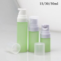 Flacon pompe sans air en plastique PP de 15 ml vide pour savon liquide, sérum, soins de la peau, emballage cosmétique transparent givré en forme de cylindre