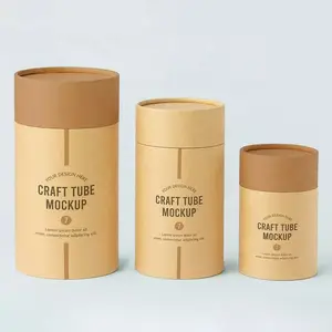 Tabung kertas coklat kosong 100% Biodegradable Push Up bulat Canister kemasan kaus tabung Kraft 100% kotak kertas silinder daur ulang