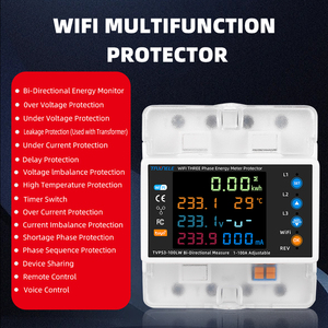 Compteur d'énergie intelligent bidirectionnel Tuya WiFi 3P 100A, interrupteur relais triphasé 100A, protecteur de tension LCD, limiteur de courant TVPS - Product Image 4