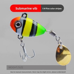 Esca Rotante a Lunga Gittata Stile Sottomarino, Piccola Esca Vib a Vortice con Ganci in Acciaio Inossidabile per <span class=keywords><strong>Pesca</strong></span> in Acqua Dolce e Spigola - Product Image 6