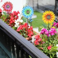 Ensemble de 3 piquets de jardin élégants et de haute qualité en fer thermolaqué, fleurs décoratives colorées, utilisation intérieure et extérieure, imperméables, pour pelouse