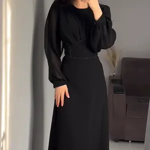 2024 New Arrival Custom Russia Turkey Dubai Russia Solid Color Abaya Women Kaftan Crepe Casual Modest Women Muslim Dress