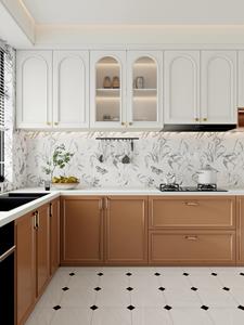 Armoires de <span class=keywords><strong>cuisine</strong></span> françaises personnalisées | Supérieur blanc + inférieur brun, espace électroménager intégré et esthétique intemporelle - Product Image 2