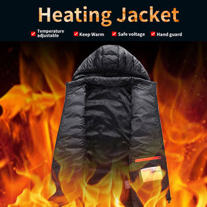 Custom Canvas Letter Pattern Men's <b>Heated</b> <b>USB</b> Windproof Winter Hooded Puffer Jacket - Product Image 2