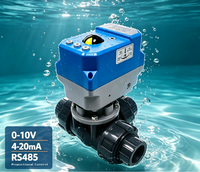 Válvula Eléctrica Moduladora de 3 Vías de UPVC Directa de Fábrica, 0-10V 4-20mA RS485 Modbus, Válvula de Bola Motorizada de Plástico Anticorrosión