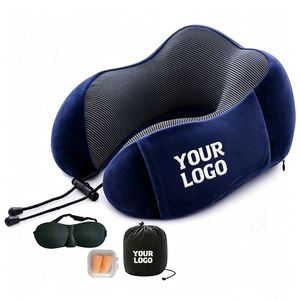 Oreiller ergonomique portable en mousse à mémoire de forme en U avec logo, doux et personnalisable, idéal pour les voyages d'affaires, les événements promotionnels et les cadeaux. - Product Image 1