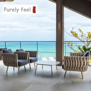PurelyFeel Nordic outdoor sofa combination garden courtyard villa living room tea table balcony outdoor rattan furniture