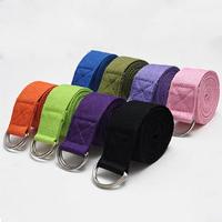 Sangle de yoga en gros, ceinture d'étirement en coton avec boucle en D, réglable, pour Pilates, entraînement de flexibilité, bande d'exercice, logo personnalisé