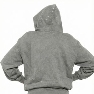 Fabricantes de Alta Calidad de Sudaderas con Capucha de Felpa de Algodón, Sudaderas con Bolsillo, Estampado Puff, Logotipo Personalizado, Fabricante de Sudaderas con Pedrería - Product Image 2